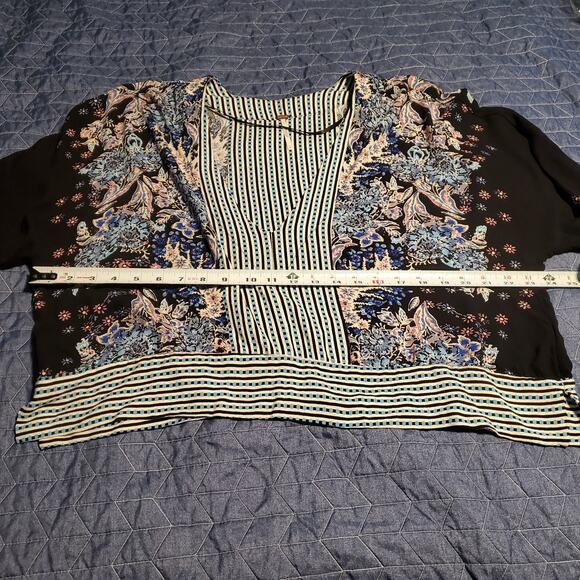 Free People Size S Mix N Match Blouse Black Combo Dark Floral Boho Oversized - Picture 8 of 9